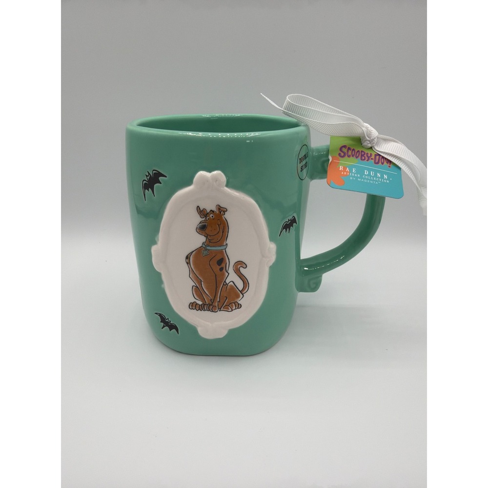 Rae Dunn Magenta Scooby-Doo Halloween Mug Mint Green Bats Double Sided NWT HTF